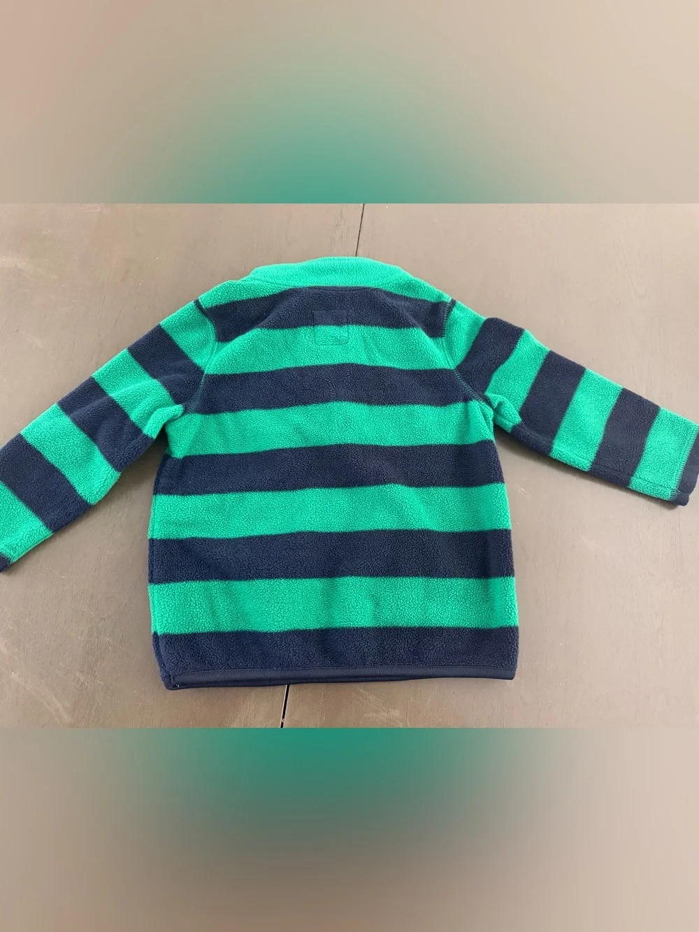 Old Navy Green & Navy Striped Quarter-Zip Fleece Hoodie